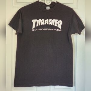 90's Vintage Thrasher Magazine Black w White Logo T-Shirt Size M Authentic